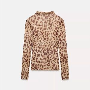 Zara Animal Print Long Sleeve Top
